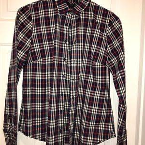 Navy/red plaid J Crew button down